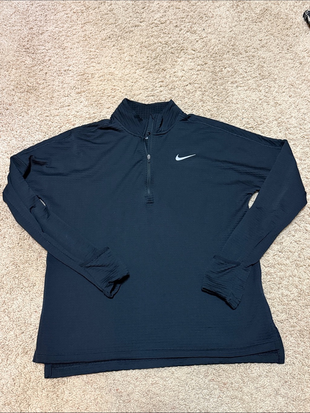 Nike Black Long Sleeve Half-Zip Pullover with White Swoosh
